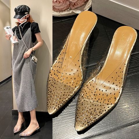 Women's Sexy Solid Color Point Toe High Heel Slippers