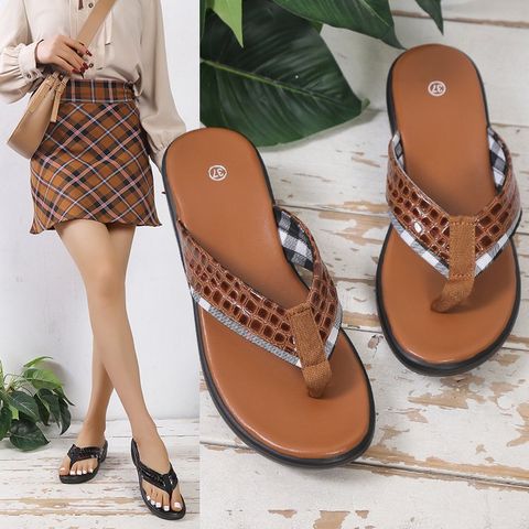 Women's Casual Solid Color Round Toe Platform Sandals