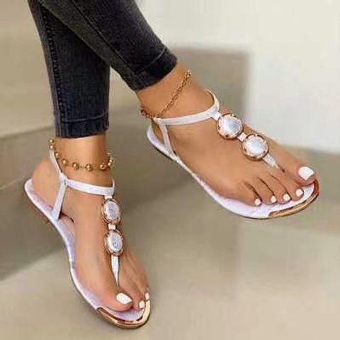 Women's Vacation Solid Color Round Toe Thong Sandals