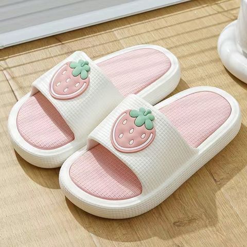 Women's Casual Multicolor Strawberry Round Toe Slides Slippers