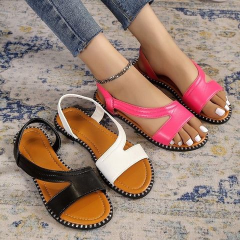 Women's Vacation Solid Color Open Toe Flats