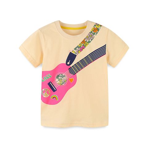 Sports Cartoon Guitar Cotton T-shirts & Blouses