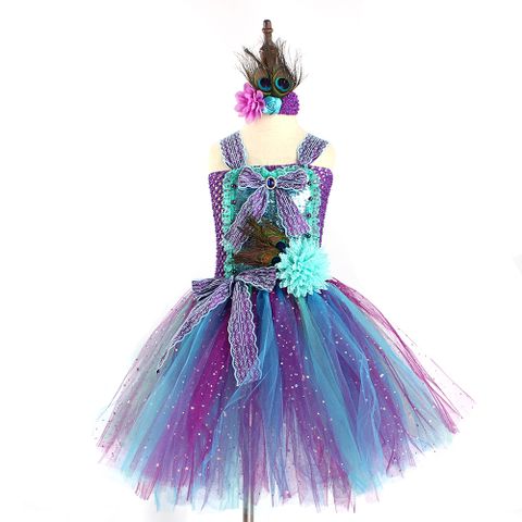 Elegant Princess Feather Bow Knot Polyester Girls Dresses