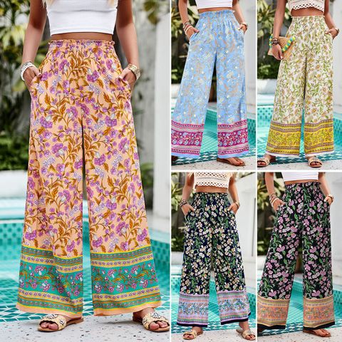 Women's Daily Beach Vacation Ditsy Floral Full Length Printing Casual Pants