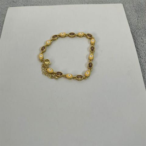 Copper 14K Gold Plated Simple Style Devil's Eye Zircon Bracelets