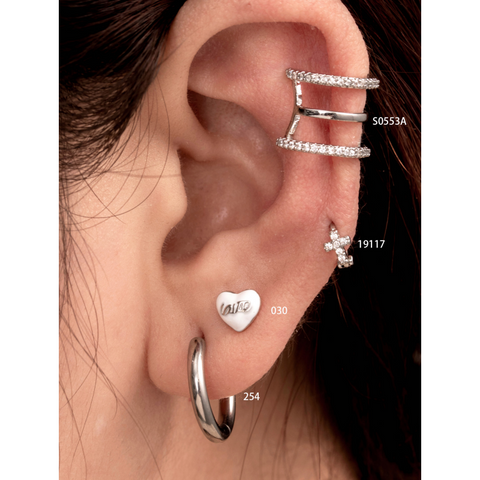 1 Piece Casual French Style Korean Style Cross Heart Shape Enamel Inlay Copper Zircon Ear Cuffs Earrings Ear Studs
