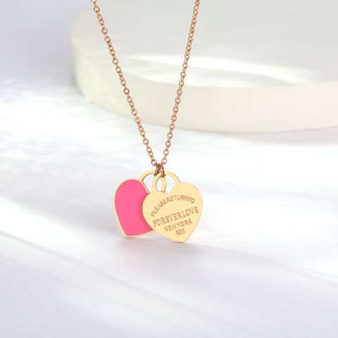 Acier Inoxydable 316 Plaqué Or 18K Style IG Mignon Sucré Lettre Forme De Cœur Acrylique Pendentif