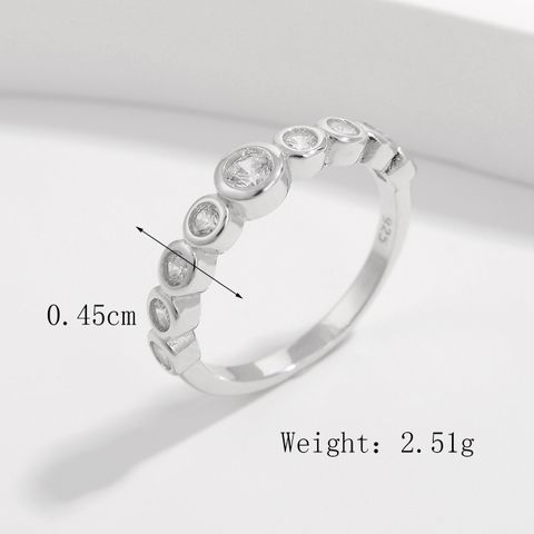 Sterling Silver White Gold Plated Elegant Solid Color Plating Inlay V Shape Infinity Zircon Rings
