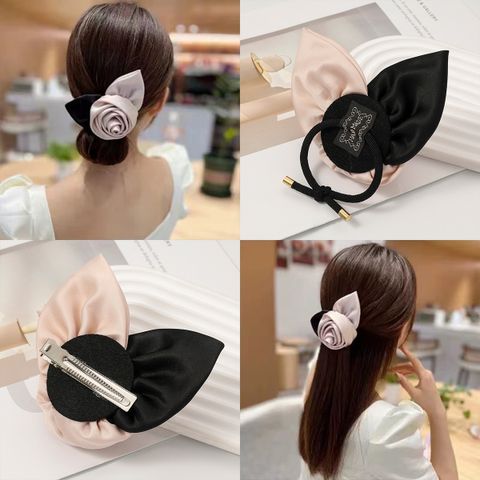 Women's Sweet Simple Style Flower Satin Hair Clip Hair Tie