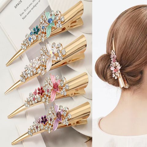 Women's Fairy Style Romantic Korean Style Flower Alloy Inlay Rhinestones Hair Clip