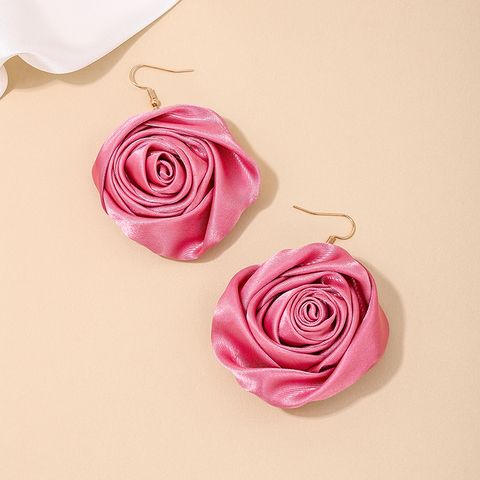 1 Pair Sweet Simple Style Flower Cloth Drop Earrings