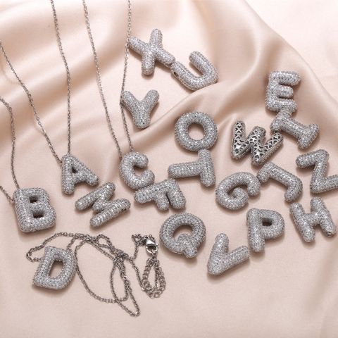 Cobre Chapados en oro de 18k Estilo Moderno Estilo Simple Enchapado Embutido Carta Circón Collar Colgante