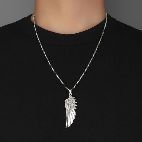 Wholesale Jewelry Hip-Hop Feather Zinc Alloy Gold Plated Plating Pendant Necklace