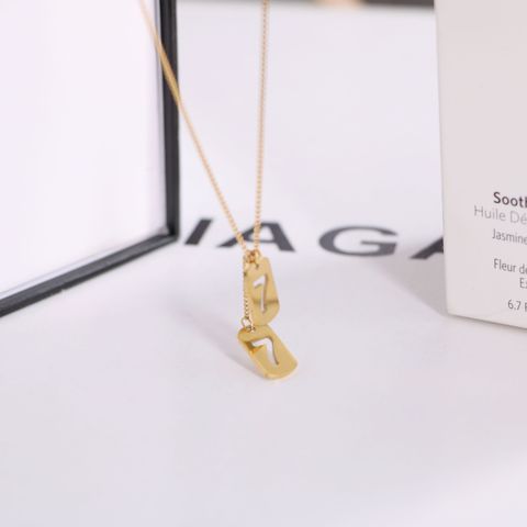 Titanium Steel Gold Plated Simple Style Plating Number Pendant Necklace