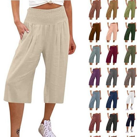 Women's Daily Simple Style Solid Color Calf-Length Casual Pants