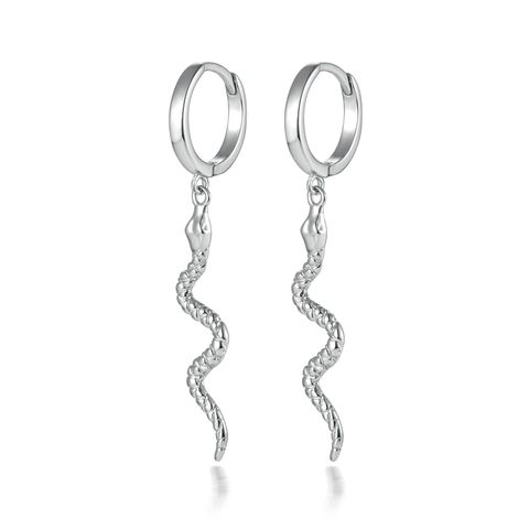 1 Pair Casual Hawaiian Tropical Snake Sterling Silver White Gold Plated Gold Plated Drop Earrings