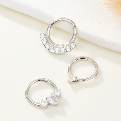 1 Piece Hip-Hop Punk Cool Style Geometric Inlay Sterling Silver Zircon White Gold Plated Gold Plated Cartilage Earrings