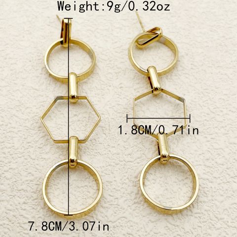 1 Pair Vacation Classic Style Hexagon Quadrilateral Round Plating 304 Stainless Steel 14K Gold Plated Drop Earrings