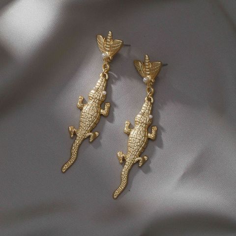1 Pair Exaggerated Bee Crocodile Alloy Drop Earrings