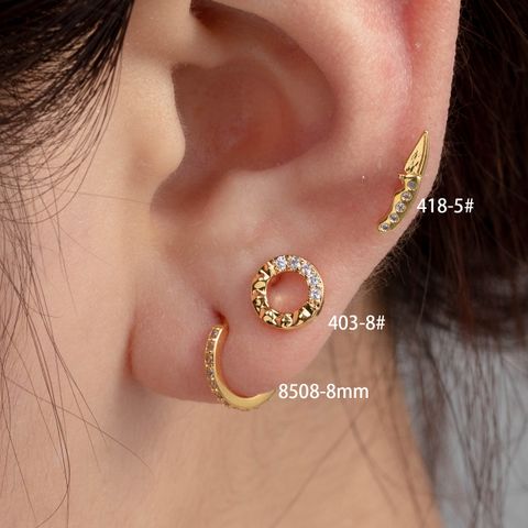 1 Piece Casual Simple Style Geometric Plating Inlay Copper Zircon Ear Studs