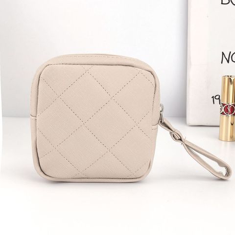 Basic Solid Color Pu Leather Makeup Bags