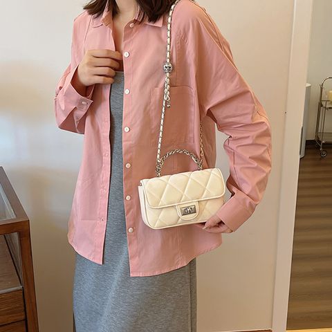 Women's Medium Pu Leather Solid Color Elegant Classic Style Square Flip Cover Crossbody Bag