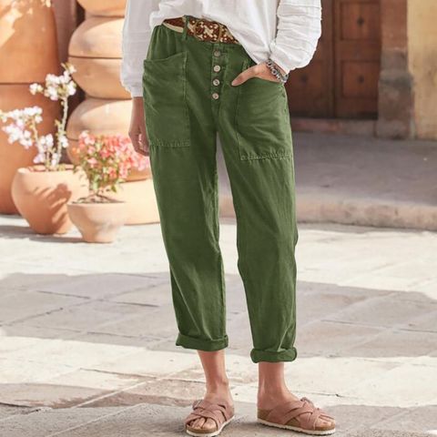 Women's Daily Simple Style Solid Color Ankle-Length Casual Pants