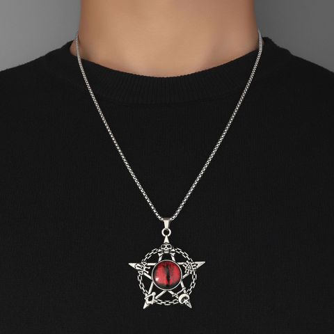Hip Hop Pentagramm Teufels Auge Zinklegierung Überzug Männer Halskette Mit Anhänger