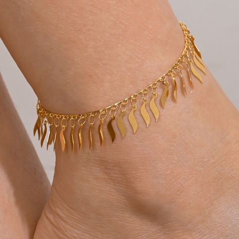 IG Style Casual Geometric Copper Tassel 18K Gold Plated Women's Anklet