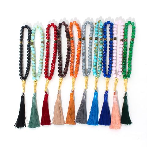 Classical Color Block Plastic Glass Stoving Varnish Unisex Rosary