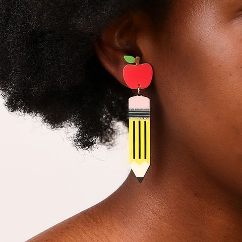 1 Piece Simple Style Classic Style Apple Pencil Printing Arylic Drop Earrings