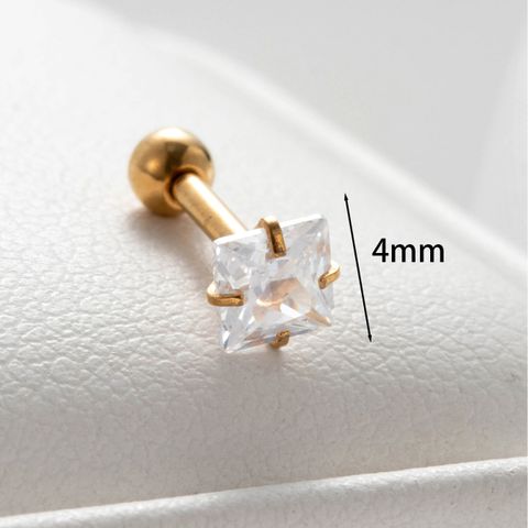 1 Piece Casual Simple Style Solid Color Plating Inlay 316 Stainless Steel  Zircon Ear Studs