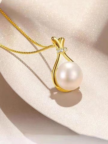 316 Stainless Steel  18K Gold Plated Elegant Artistic Plating Geometric Pearl Pendant Necklace