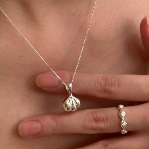 Sterling Silver Casual Chain Shell Pendant Necklace