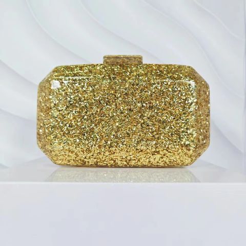 Gold White Blue Arylic Solid Color Square Evening Bags