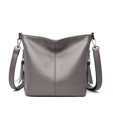 Women's Medium Pu Leather Solid Color Vintage Style Zipper Shoulder Bag