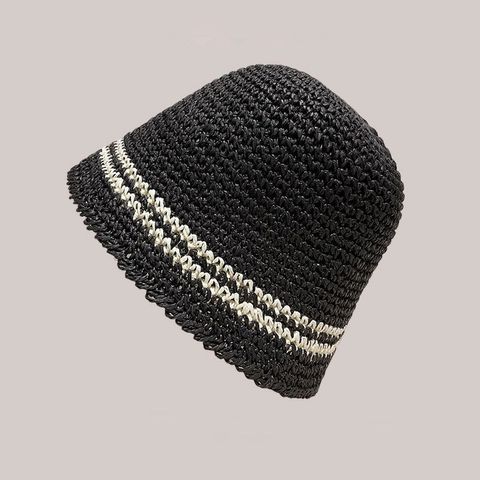 Unisex Casual Vacation Solid Color Braid Hollow Out Eaveless Beanie Hat