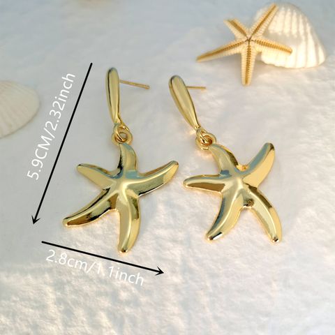 1 Pair Casual Beach Tropical Starfish Alloy K Gold Plated Drop Earrings