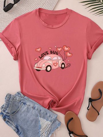 Women's T-shirt Short Sleeve T-Shirts Round Casual Car