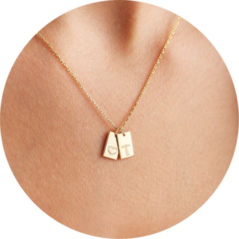 Copper 14K Gold Plated Vintage Style Simple Style Letter Heart Shape Pendant Necklace