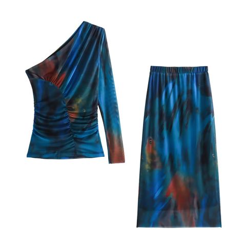 Holiday Daily Beach Women's Streetwear Tie Dye Polyester Skirt Sets Skirt Sets
