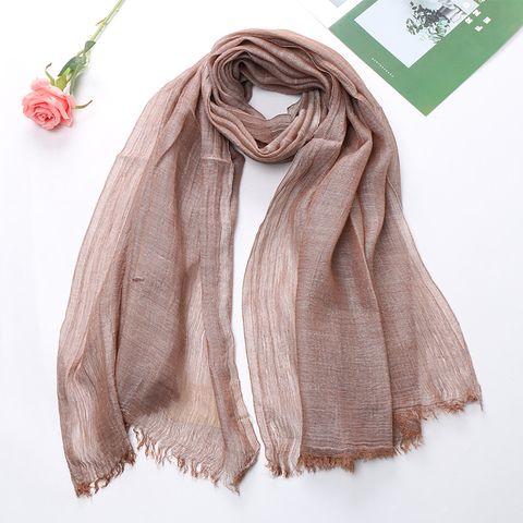 Women's Simple Style Classic Style Solid Color Cotton And Linen Silk Scarf