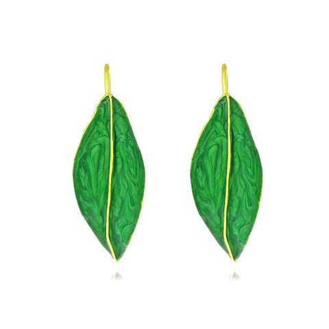 1 Pair Sweet Leaf Enamel Zinc Alloy Earrings