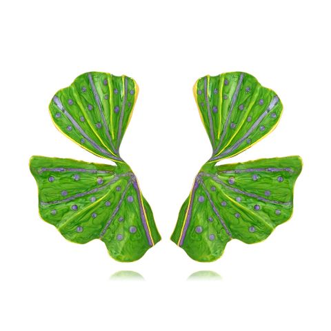 1 Pair Simple Style Leaf Enamel Zinc Alloy Earrings