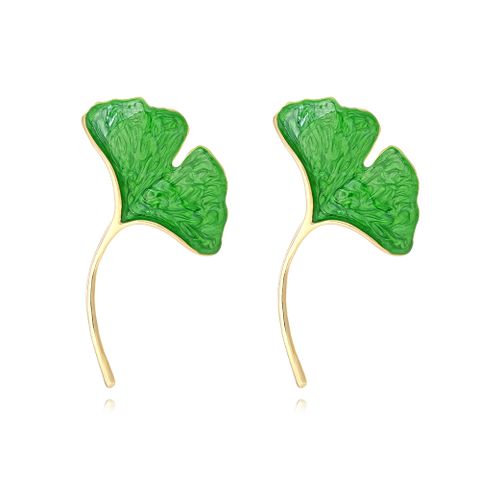 1 Pair Simple Style Ginkgo Leaf Enamel Zinc Alloy Ear Studs
