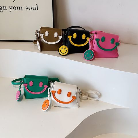 Women's Mini All Seasons Pu Leather Smiley Face Elegant Zipper Square Bag