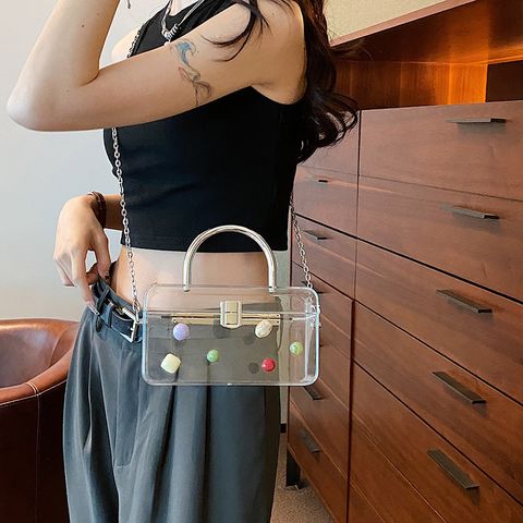 Women's Small Arylic Transparent Basic Lock Clasp Shoulder Bag