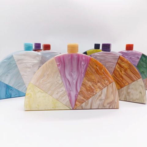 Arylic Color Block Semicircle Evening Bags