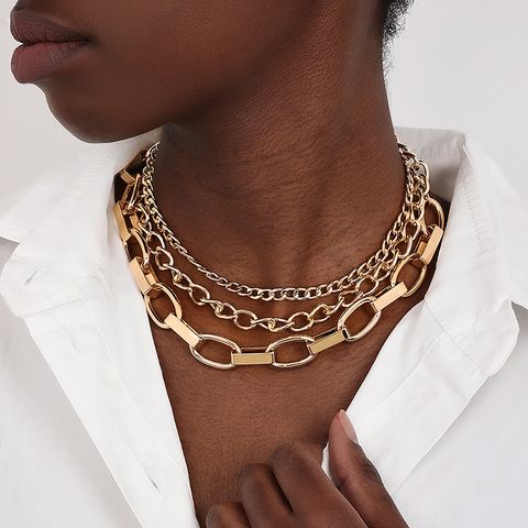 Wholesale Jewelry Simple Style Classic Style Solid Color Alloy Alloy Chain Hollow Out Choker