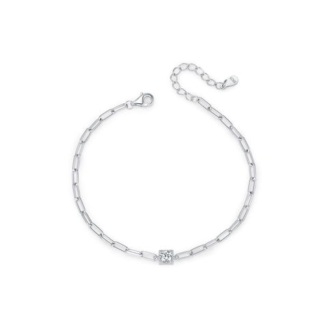 Sterling Silver Silver Plated Elegant Simple Style Classic Style Inlay Square Moissanite Bracelets